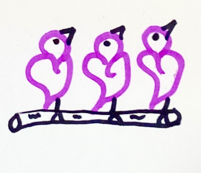 Three LIttle Birds purple introspections